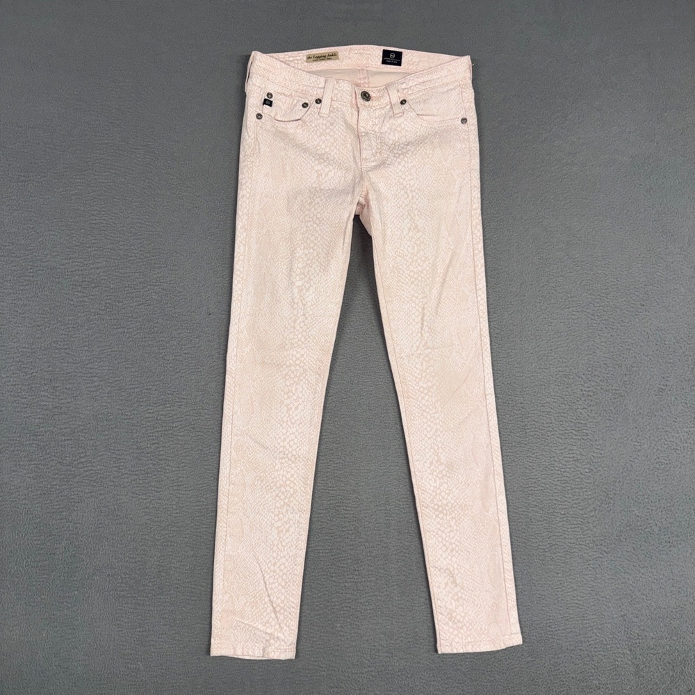 AG Adriano Goldschmied Jeans Women 26 Pink Snakeskin Super Skinny Legging Ankle